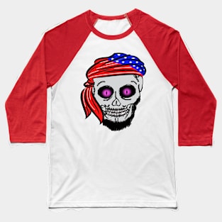 Halloween Skeleton Head Baseball T-Shirt